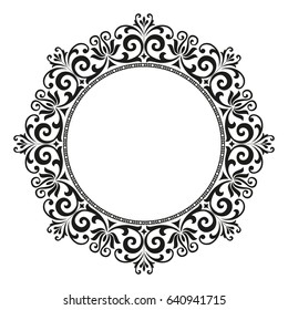 Decorative line art frames for design template. Elegant element for design in Eastern style, place for text. Black outline floral border. Lace vector illustration for invitations and greeting cards
