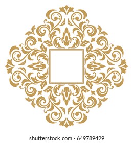 Decorative line art frames for design template. Elegant vector element for design in Eastern style, place for text. Golden outline floral border. Lace illustration for invitations and greeting cards