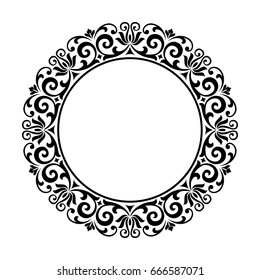 Decorative line art frames for design template. Elegant element for design in Eastern style, place for text. Black outline floral border. Lace vector illustration for invitations and greeting cards