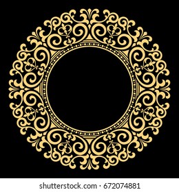 Decorative line art frames for design template. Elegant vector element for design in Eastern style, place for text. Golden outline floral border. Lace illustration for invitations and greeting cards