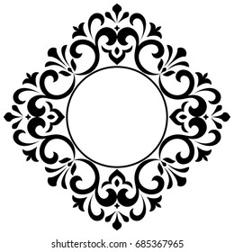 Decorative line art frames for design template. Elegant element for design in Eastern style, place for text. Black outline floral border. Lace vector illustration for invitations and greeting cards,