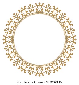 Decorative line art frames for design template. Elegant vector element in Eastern style, place for text. Golden outline floral border. Lace illustration for invitations and greeting cards