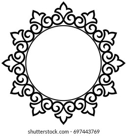 Decorative line art frames for design template. Elegant element for design in Eastern style, place for text. Black outline floral border. Lace vector illustration for invitations and greeting cards