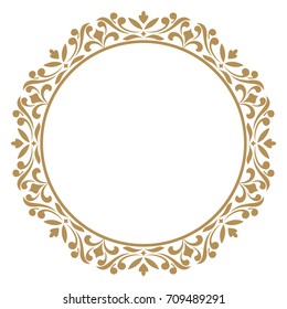 Decorative line art frames for design template. Elegant vector element for design in Eastern style, place for text. Golden outline floral border. Lace illustration for invitations and greeting cards.
