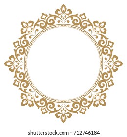 Marcos decorativos de líneas para la plantilla de diseño. Elegante elemento vectorial para el diseño en estilo oriental, lugar para texto. Borde floral de contorno dorado. Ilustración de encaje para invitaciones y tarjetas de felicitación.