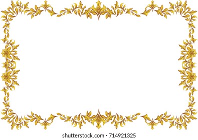 Decorative line art frames for design template. Elegant vector element for design in Eastern style, place for text. Golden outline floral border. Lace illustration for invitations and greeting cards