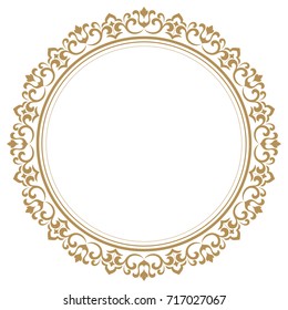 Decorative line art frames for design template. Elegant vector element for design in Eastern style, place for text. Golden outline floral border. Lace illustration for invitations and greeting cards.