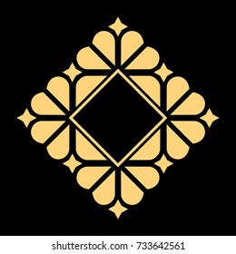 Decorative line art frames for design template. Elegant vector element for design in Eastern style, place for text. Golden outline floral border. Lace illustration for invitations and greeting cards.