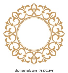 Decorative line art frames for design template. Elegant vector element for design in Eastern style, place for text. Golden outline floral border. Lace illustration for invitations and greeting cards.