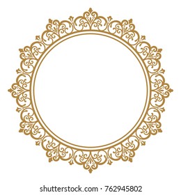 Decorative line art frames for design template. Elegant vector element for design in Eastern style, place for text. Golden outline floral border. Lace illustration for invitations and greeting cards