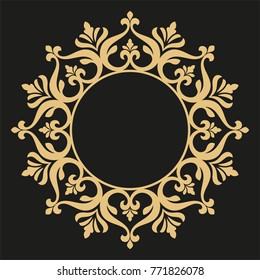 Decorative line art frames for design template. Elegant element for design in Eastern style, place for text. Golden outline floral border. Lace illustration for invitations and greeting cards