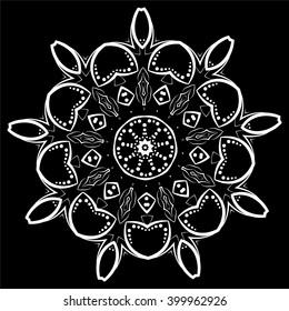 Decorative Line Art Frames For Your Design Template. Luxury Vintage Calligraphic For Invitations And Greeting Cards. White Colour on Black Background. Vector Illustration.
