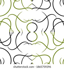 Decorative line art motif forming abstract ornamental seamless pattern. Modern colored tiling background. Can be used for wallpapers, prints, wrapping papers, fabric design, web page design