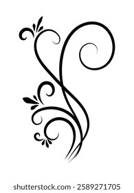 Decorative Line Art Ornament with Floral Accents