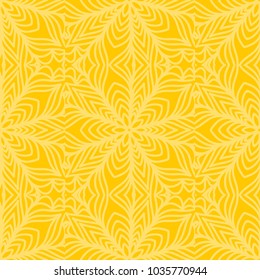 Decorative line art seamless pattern for design. Lace vector illustration for invitations and greeting cards. Yellow color
