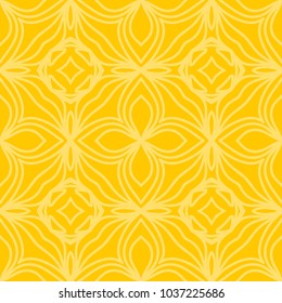 Decorative line art seamless pattern for design. Lace vector illustration for invitations and greeting cards. Yellow color