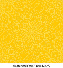 Decorative line art seamless pattern for design. Lace vector illustration for invitations and greeting cards. Yellow color