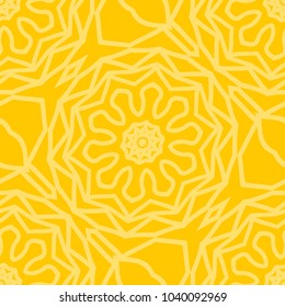Decorative line art seamless pattern for design. Lace vector illustration for invitations and greeting cards. Yellow color