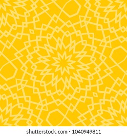 Decorative line art seamless pattern for design. Lace vector illustration for invitations and greeting cards. Yellow color