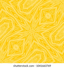 Decorative line art seamless pattern for design. Lace vector illustration for invitations and greeting cards. Yellow color