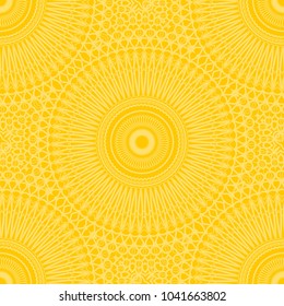Decorative line art seamless pattern for design. Lace vector illustration for invitations and greeting cards. Yellow color