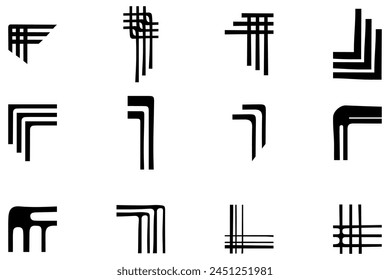 Decorative line corner border icon set