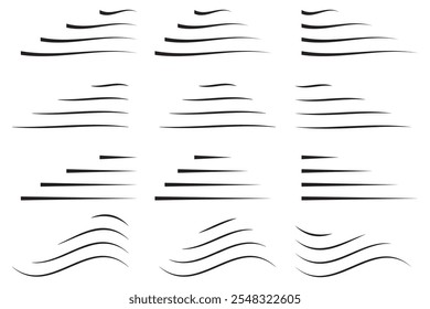 Decorative line elements. Abstract wavy shapes. Curved stroke details. Simple vector design.