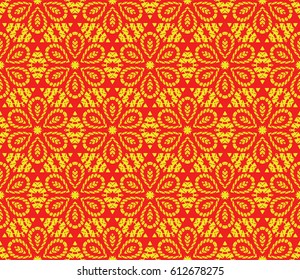 decorative line geometric ornament. floral style. seamless vector illustration. texture for design, wallpaper, invitation card, banner, fabric. red, yellow color
