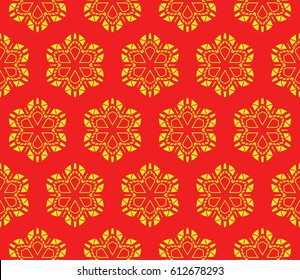 decorative line geometric ornament. floral style. seamless vector illustration. texture for design, wallpaper, invitation card, banner, fabric. red, yellow color