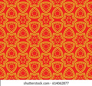decorative line geometric ornament. floral style. seamless vector illustration. texture for design, wallpaper, invitation card, banner, fabric. red, yellow color