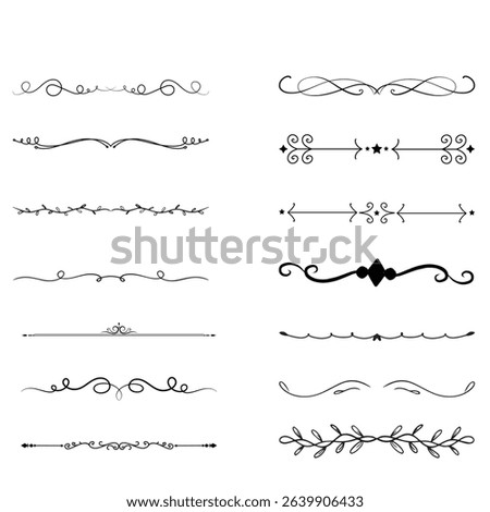 Decorative line icons set isolated on white background.