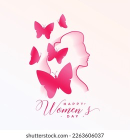 decorative line style women's day greeting card with cute butterfly vector