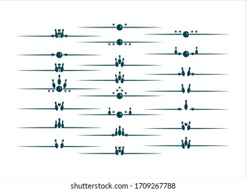decorative line and text divider set with bowling elements