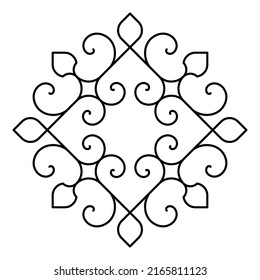 Decorative linear design for greeting cards, wedding invitations, coloring books, etc. Vector illustrations in oriental style. Line art  geometric mandala. Arabesque. Easy to edit color and lines.