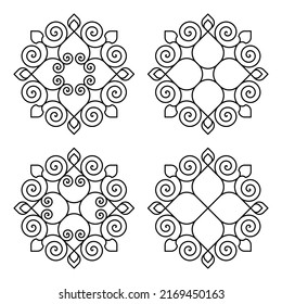 Diseño lineal decorativo para tarjetas de felicitación, invitaciones a bodas, libros de coloración, etc. Ilustraciones de vectores de estilo oriental. Mandala geométrica de arte de línea. Árabe. Color y líneas fáciles de editar.