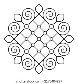 Decorative linear design for greeting cards, wedding invitations, coloring books, etc. Line art  geometric mandala. Arabesque. Vector illustrations in oriental style. Easy to edit color and lines.