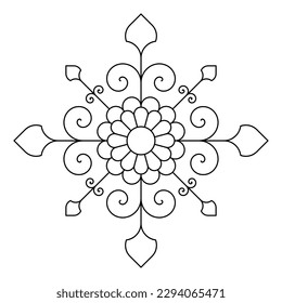 Decorative linear design for greeting cards, wedding invitations, coloring books, etc. Vector illustrations in oriental style. Line art geometric mandala. Arabesque. Easy to edit color and lines.