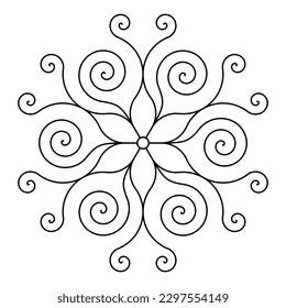 Decorative linear design for greeting cards, wedding invitations, coloring books, etc. Arabesque. Vector illustrations in oriental style. Line art geometric mandala. Easy to edit color and lines.