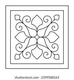 Decorative linear design for greeting cards, wedding invitations, coloring books, etc. Line art geometric mandala. Vector illustrations in oriental style. Arabesque. Easy to edit color and lines.