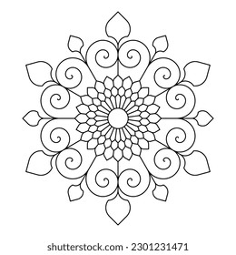 Decorative linear design for greeting cards, wedding invitations, coloring books, etc. Vector illustrations in oriental style. Line art geometric mandala. Arabesque. Easy to edit color and lines.