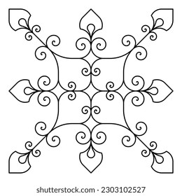 Decorative linear design for greeting cards, wedding invitations, coloring books, etc. Arabesque. Vector illustrations in oriental style. Line art geometric mandala. Easy to edit color and lines.