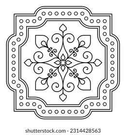 Decorative linear design for greeting cards, wedding invitations, coloring books, etc. Line art geometric mandala. Vector illustrations in oriental style. Arabesque. Easy to edit color and lines.