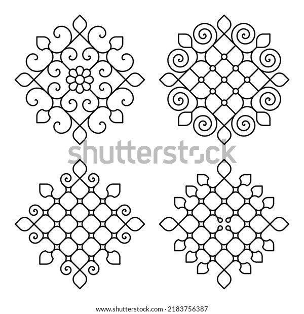 Decorative linear design for greeting cards,\
wedding invitations, coloring books, etc. Line art  geometric\
mandala. Vector set illustrations in oriental style. Arabesque.\
Easy to edit color and\
lines.