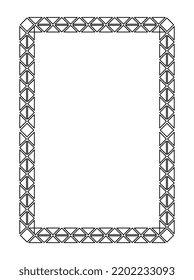 Marco lineal decorativo. Hermoso borde geométrico con triángulos, rombos y esquinas afiladas. Elemento de diseño para tarjetas de felicitación o carteles. Dibujo vectorial plano de caricatura en estilo doodle