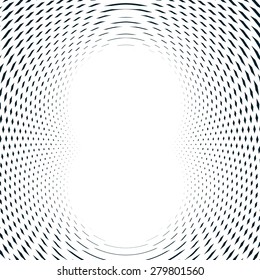 Decorative lined hypnotic contrast background. Optical illusion, creative black and white graphic moire backdrop.