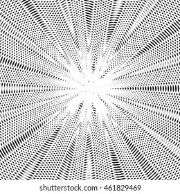 Decorative lined hypnotic contrast background. Optical illusion, creative black and white graphic moire backdrop.