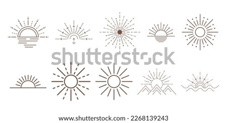 Decorative Lined Sunburst Vector Set