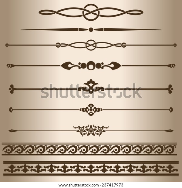Decorative lines. Design elements -\
dividing lines and ornaments. Vector illustration.\
