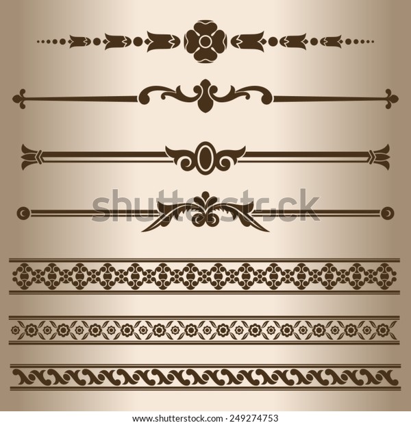 Decorative lines. Design elements -\
dividing lines and ornaments. Vector illustration.\
