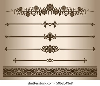Decorative lines. Design elements - decorative line dividers and ornaments. Monochrome graphic element. Vector illustration.

